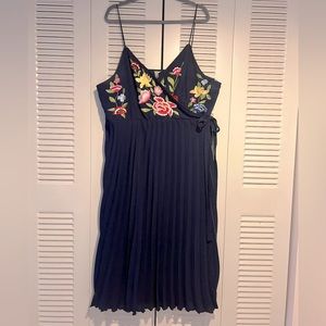 Embroidered Pleated Midi Dress | Wedding Guest | Worn Twice | 20 | ASOS
